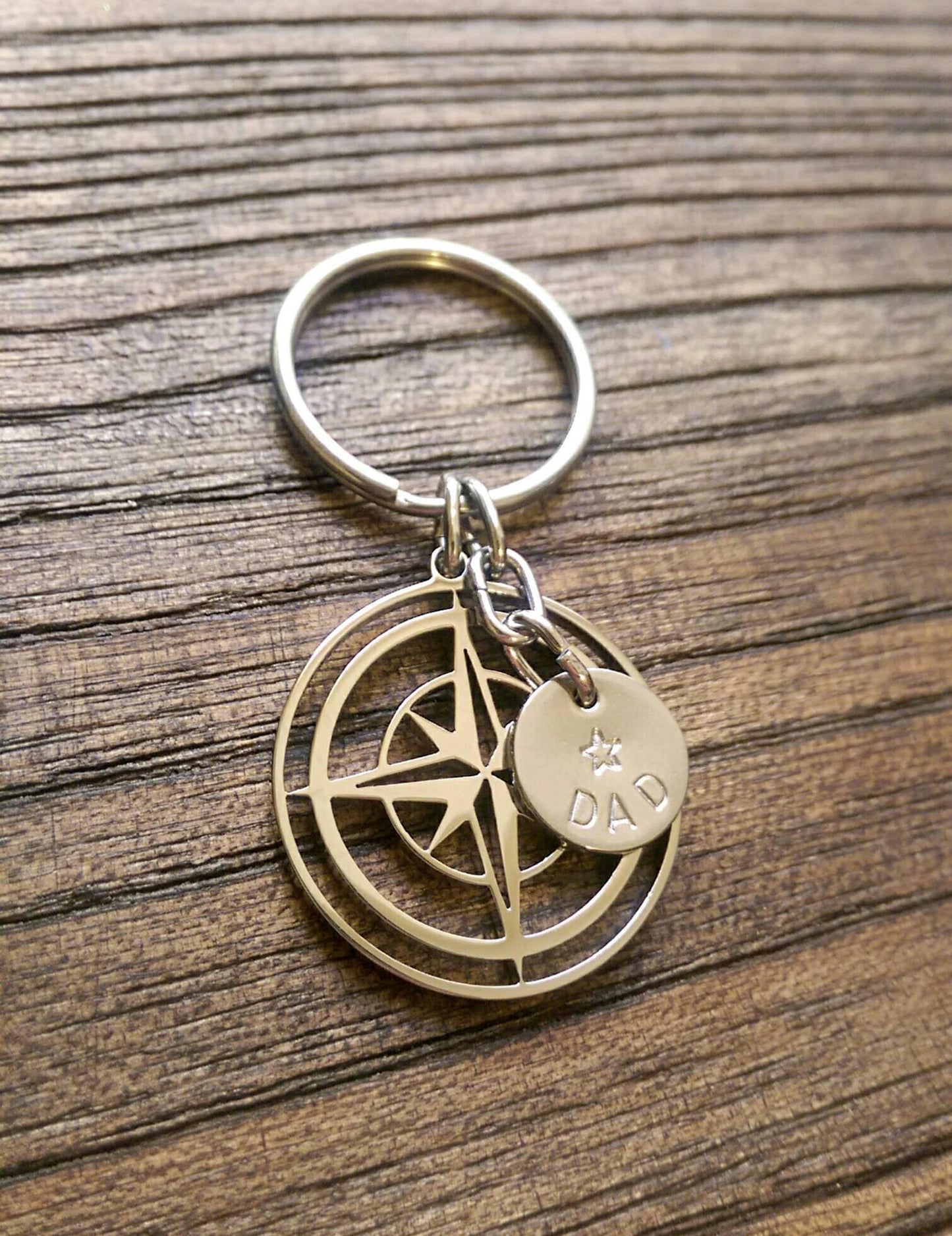 Personalised Compass Key Ring, Stainless Steel, Fathers Day Gift, Journey Gift,  Personalized Gift, Christmas Hand Stamped Gift