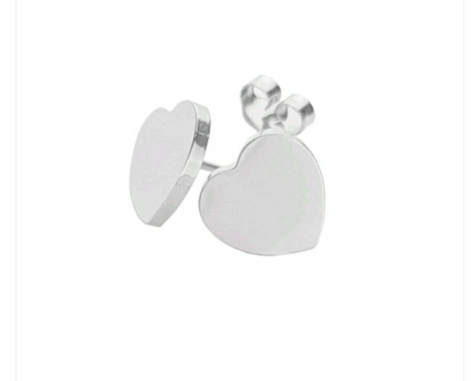 Personalised Heart Stud Earrings, Stainless Steel Hand Stamped Stud Earrings, Name or Initial Earrings. Choose Silver or Gold, 10mm