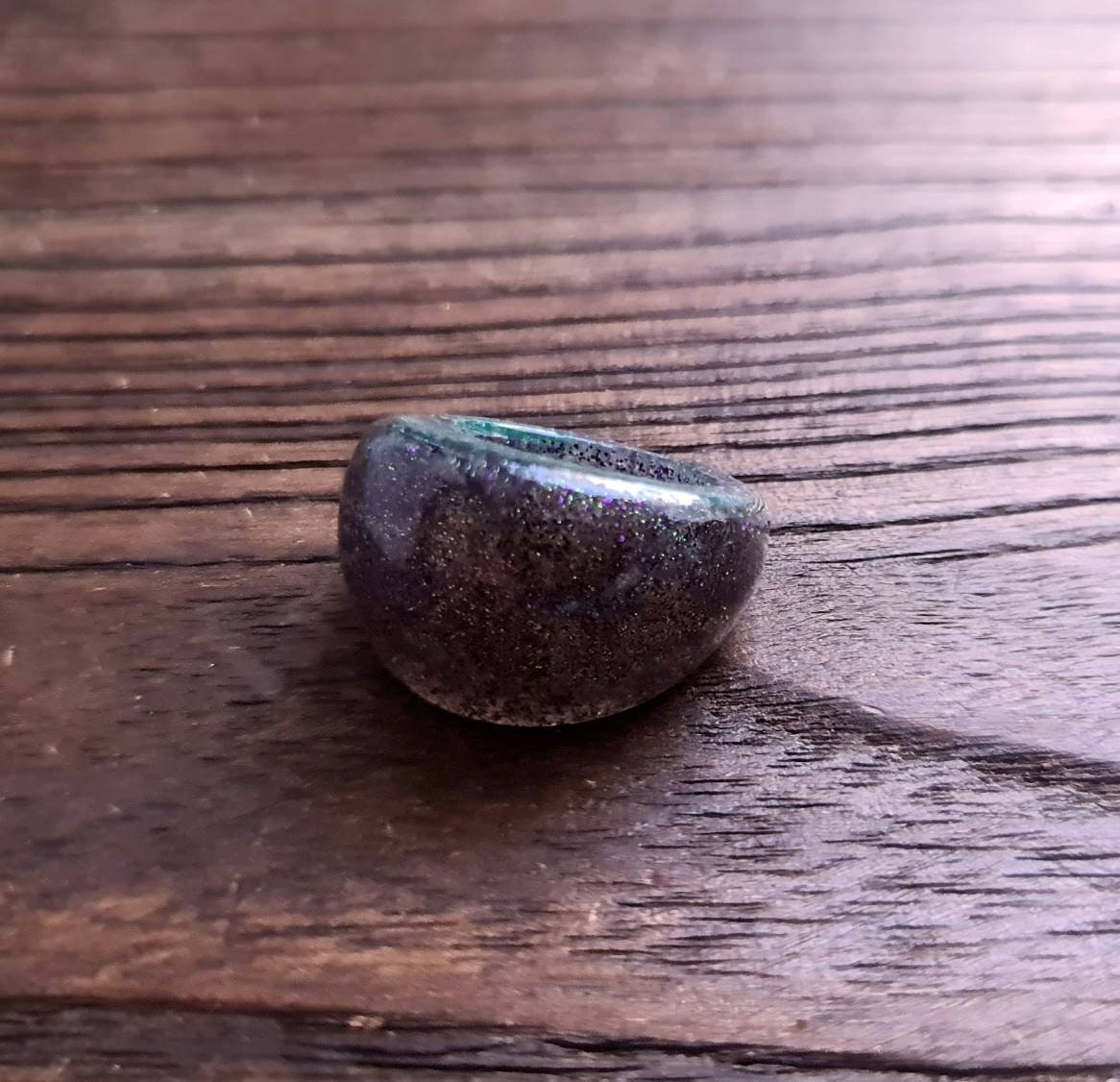 Statement Dome Ring, Resin Teal, Purple Ring, Handmade Size 7 US N AU