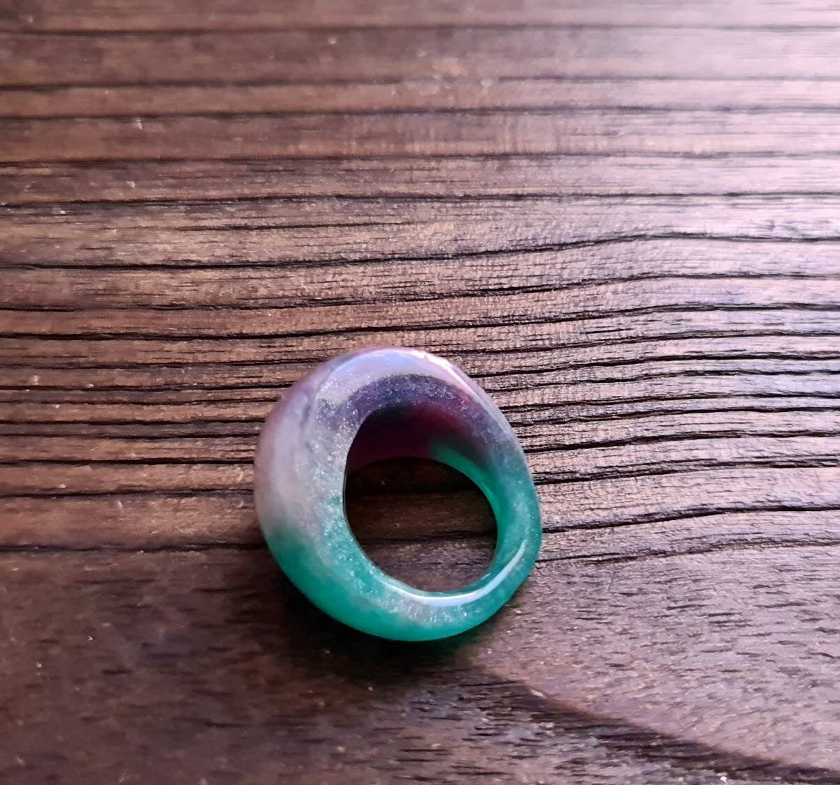 Statement Dome Ring, Resin Teal, White, Purple, Blue Ring, Handmade Size 7 US N AU