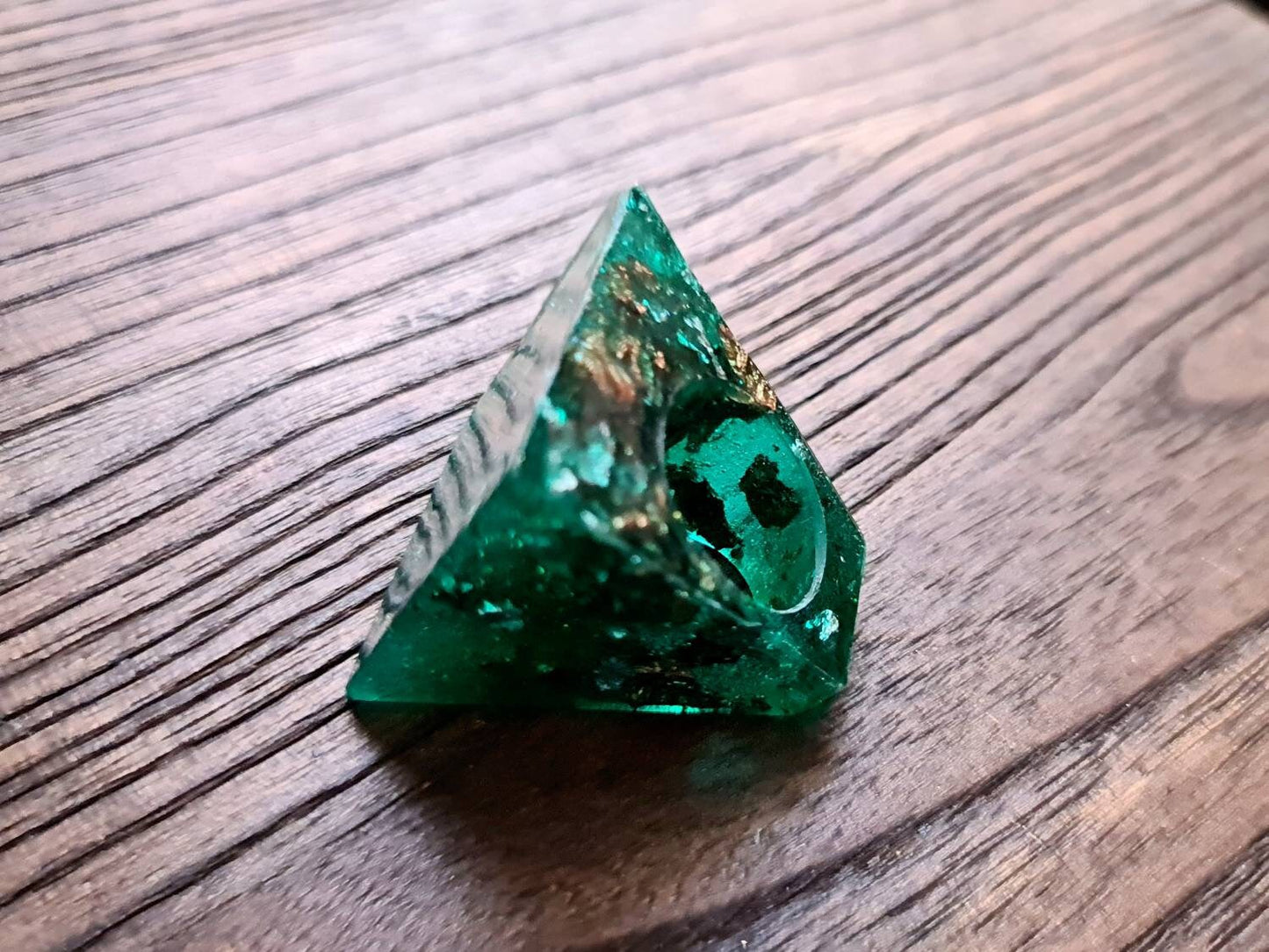 Statement Square Resin Ring, Handmade Size 7 US N AU. Emerald Green Glitter, Rosegold and Silver Leaf Ring