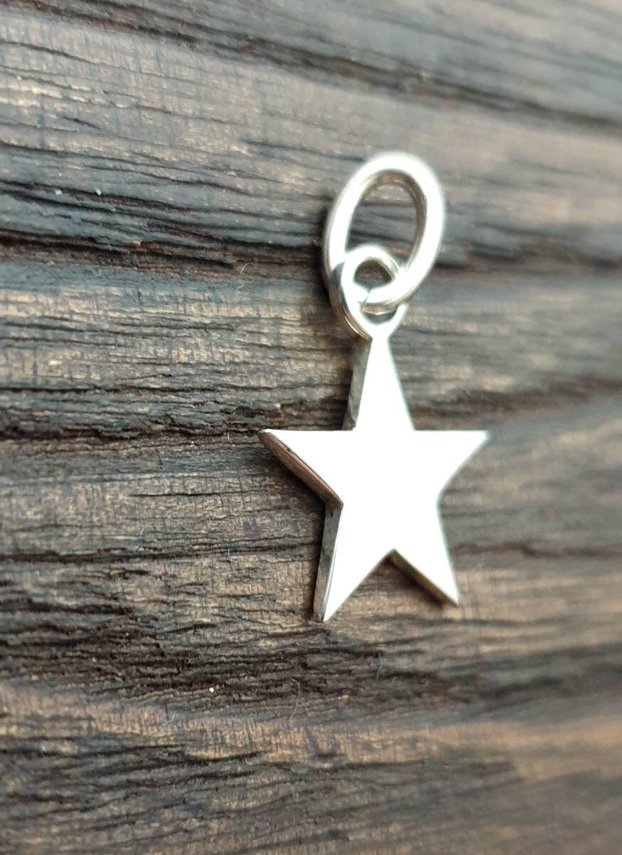 Sterling Silver Personalised Hand Stamped Name Pendant Circle 20mm or 15mm, Star or Heart Design