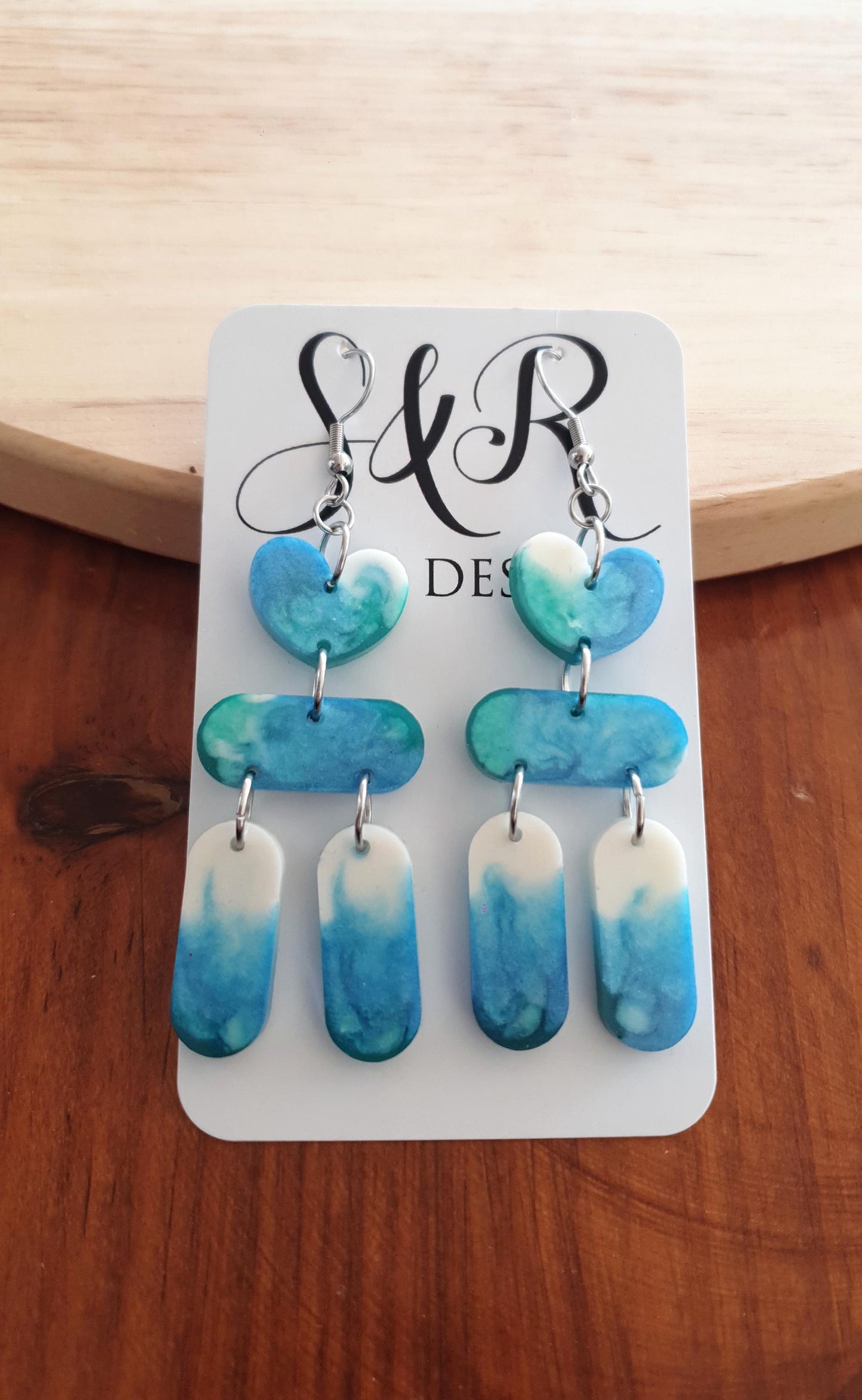 Chandelier Dangle Earrings, Heart Long Drop Earrings, Dangle Statement Earrings, Beachy Wear, Stainless Steel