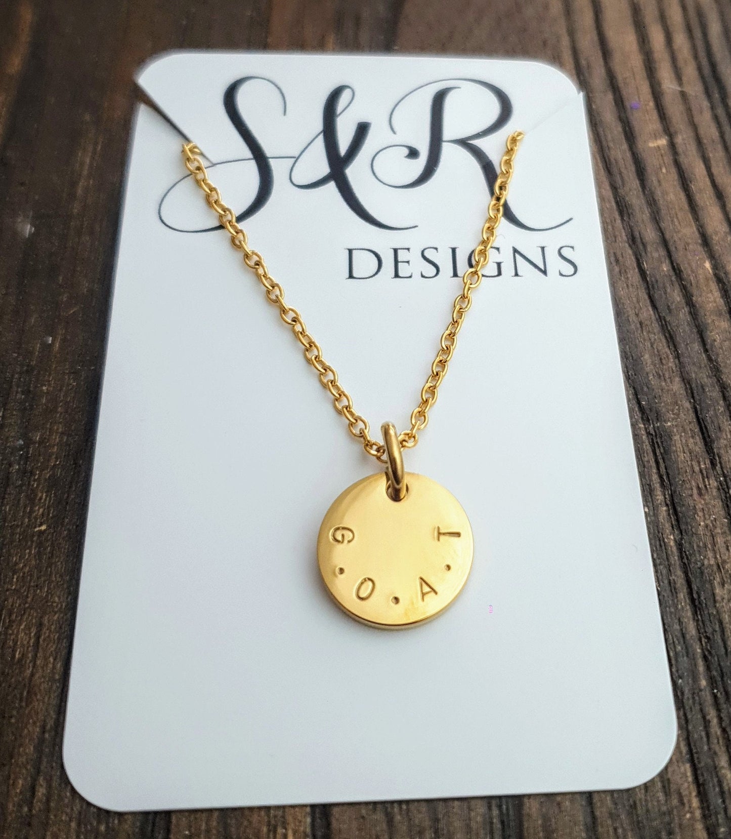 Custom Personalised Name Necklace, Hammered or Plain Circle Disc Personalized Gift, Hand Stamped, Choose colour. 15mm Disc