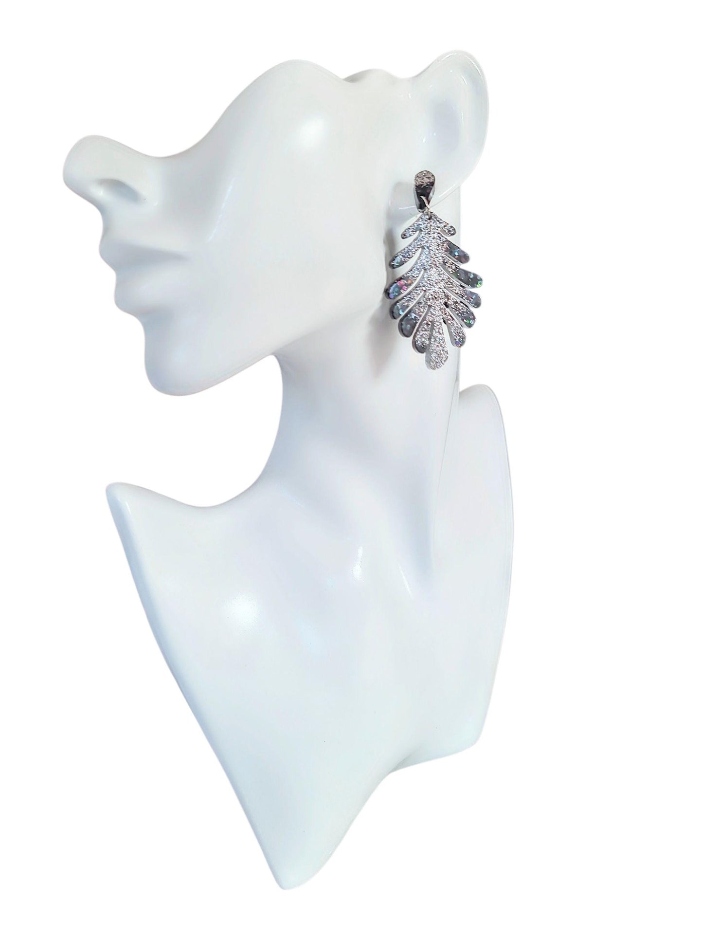 Black Leaves Dangle Drop Earrings, Black & Silver Glitter Resin Leaf Earrings, Bold Statement Jewellery, Gift for her, Hypoallergenic