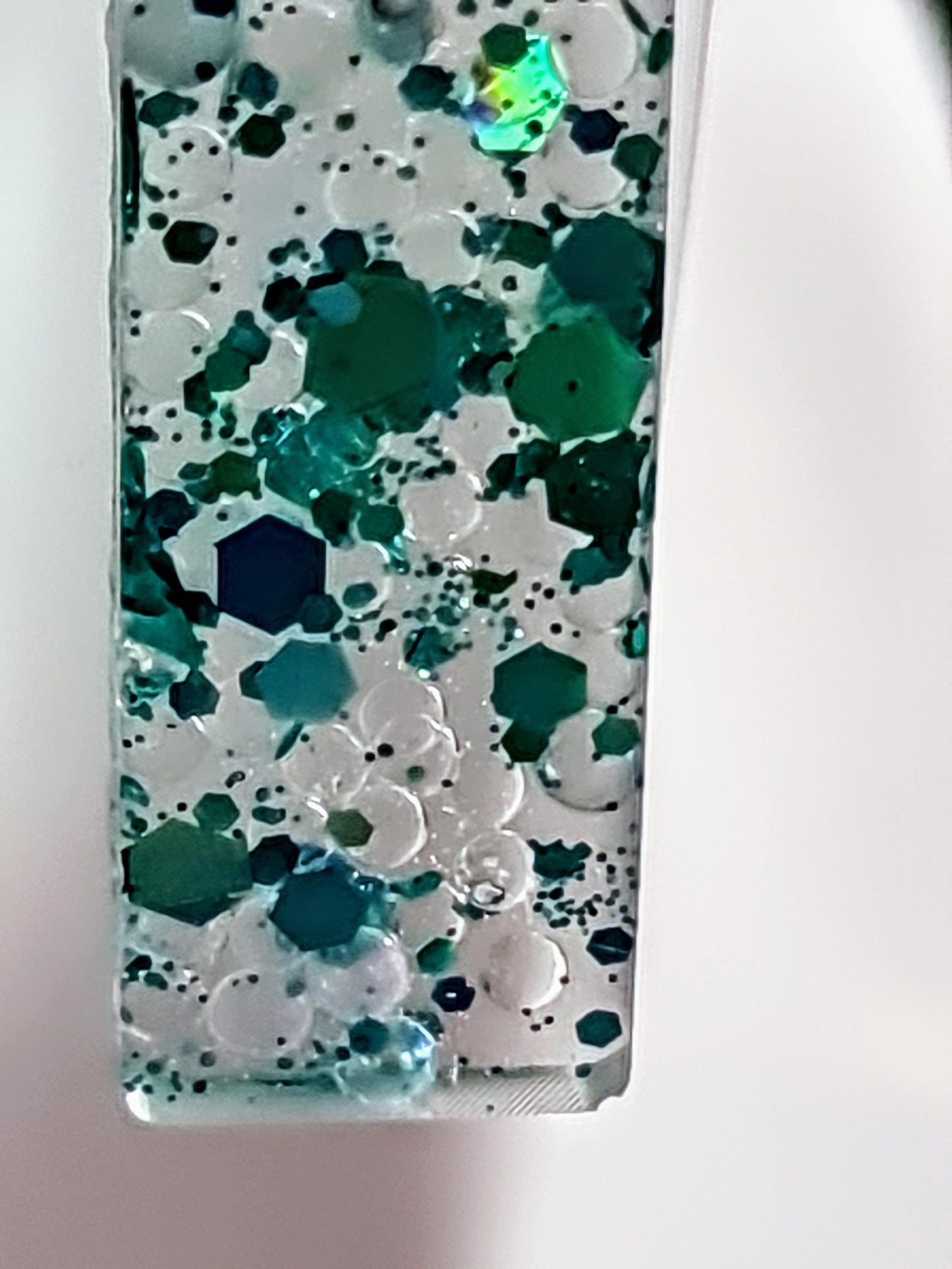 Turquoise Crystal Dangle Earrings, Handmade Glitter Statement Rectangle Earrings, Sparkly Acrylic Bar Earrings, Lightweight Party Jewelry