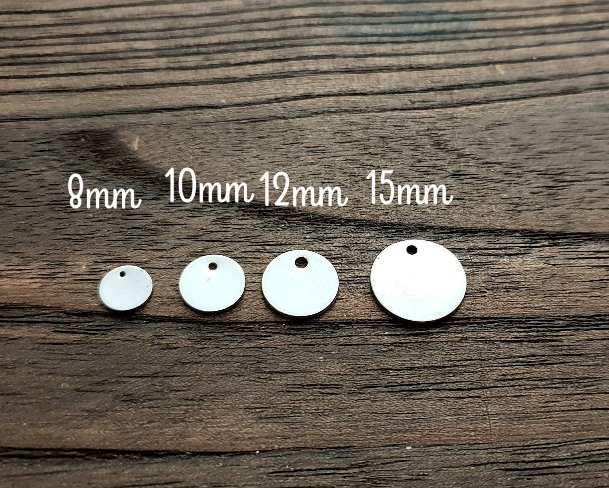 Personalised Hand Stamped Name Charm Disc Jump Ring. Choose 8mm, 10mm, 12mm & 15mm