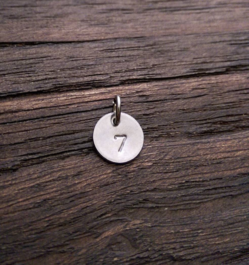 Personalised Hand Stamped Name Charm Disc Jump Ring. Choose 8mm, 10mm, 12mm & 15mm