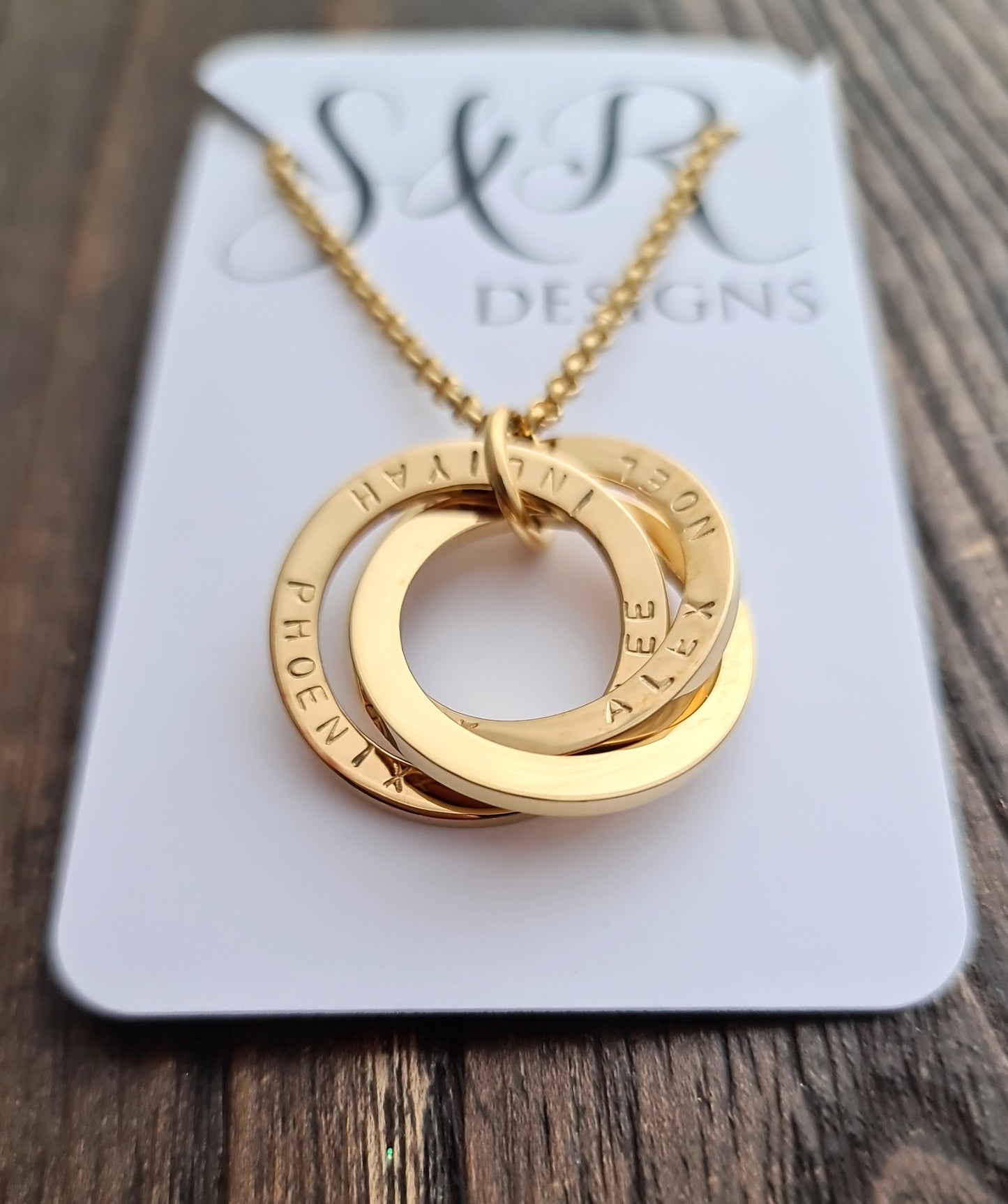 Russian Connecting Ring Necklace Personalised Hand Stamped 25mm Rings