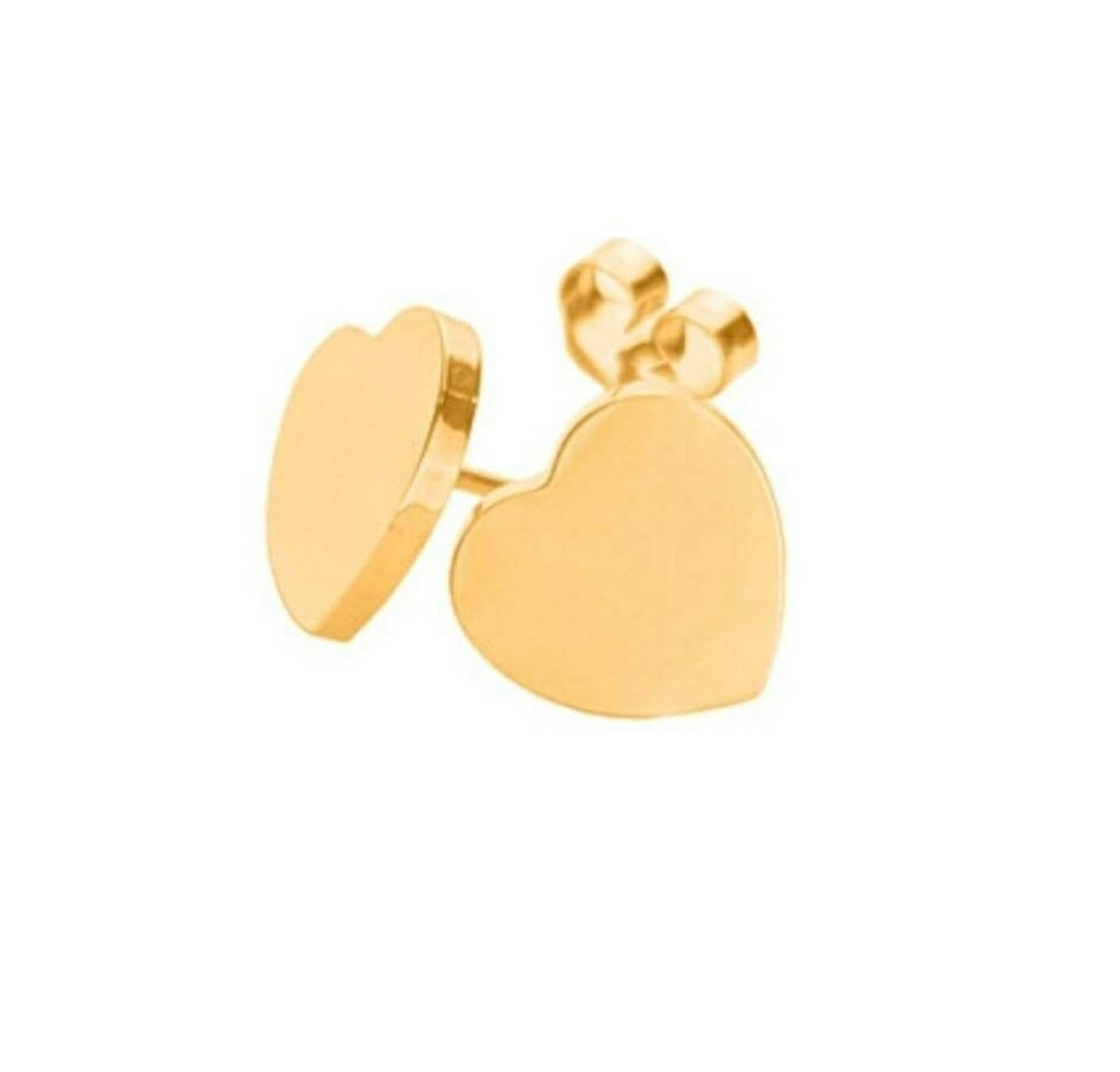 Personalised Heart Stud Earrings, Hand Stamped Stud Earrings Choose Silver, Gold Rose Gold 10mm