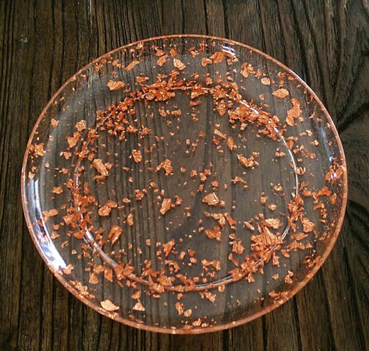 Resin Dish, Plate, Platter, Rose Gold Leaf Mix, 20cm