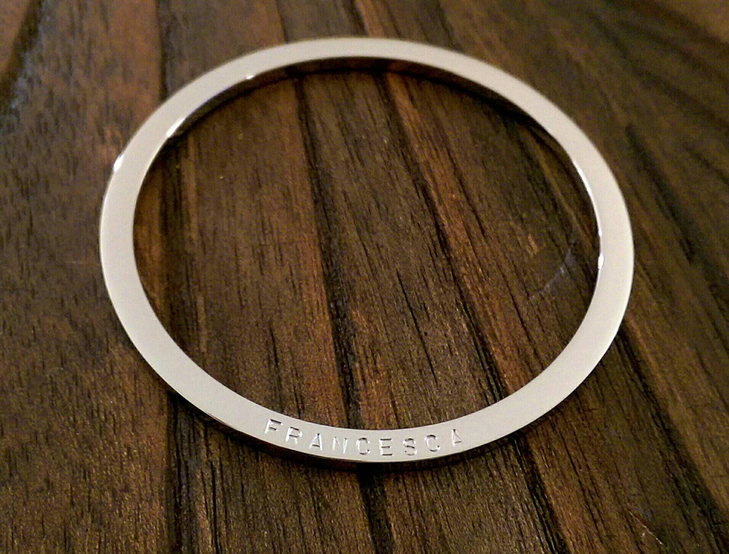 Double Sided Bangle, Hand Stamped Personalised Bangle, Stainless Steel Choose Colour Silver Gold Rose Gold & Size,  Mothers Day,  Birthday