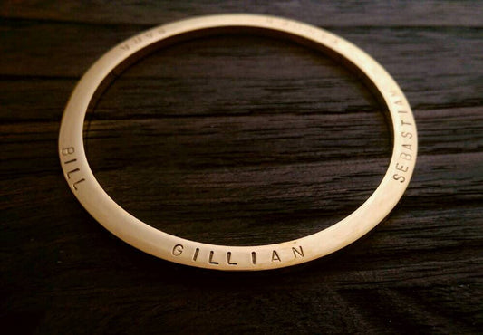 Double Sided Bangle, Hand Stamped Personalised Bangle, Stainless Steel Choose Colour Silver Gold Rose Gold & Size,  Mothers Day,  Birthday