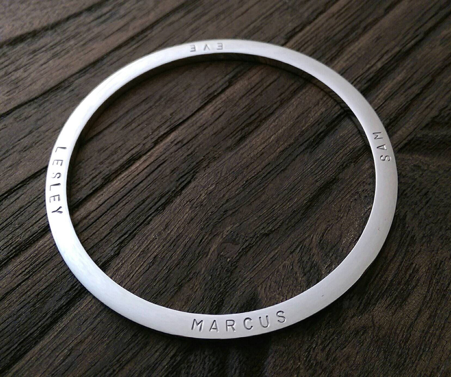 Double Sided Bangle, Hand Stamped Personalised Bangle, Stainless Steel Choose Colour Silver Gold Rose Gold & Size,  Mothers Day,  Birthday
