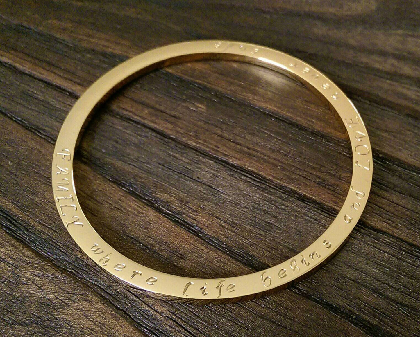 Double Sided Bangle, Hand Stamped Personalised Bangle, Stainless Steel Choose Colour Silver Gold Rose Gold & Size,  Mothers Day,  Birthday
