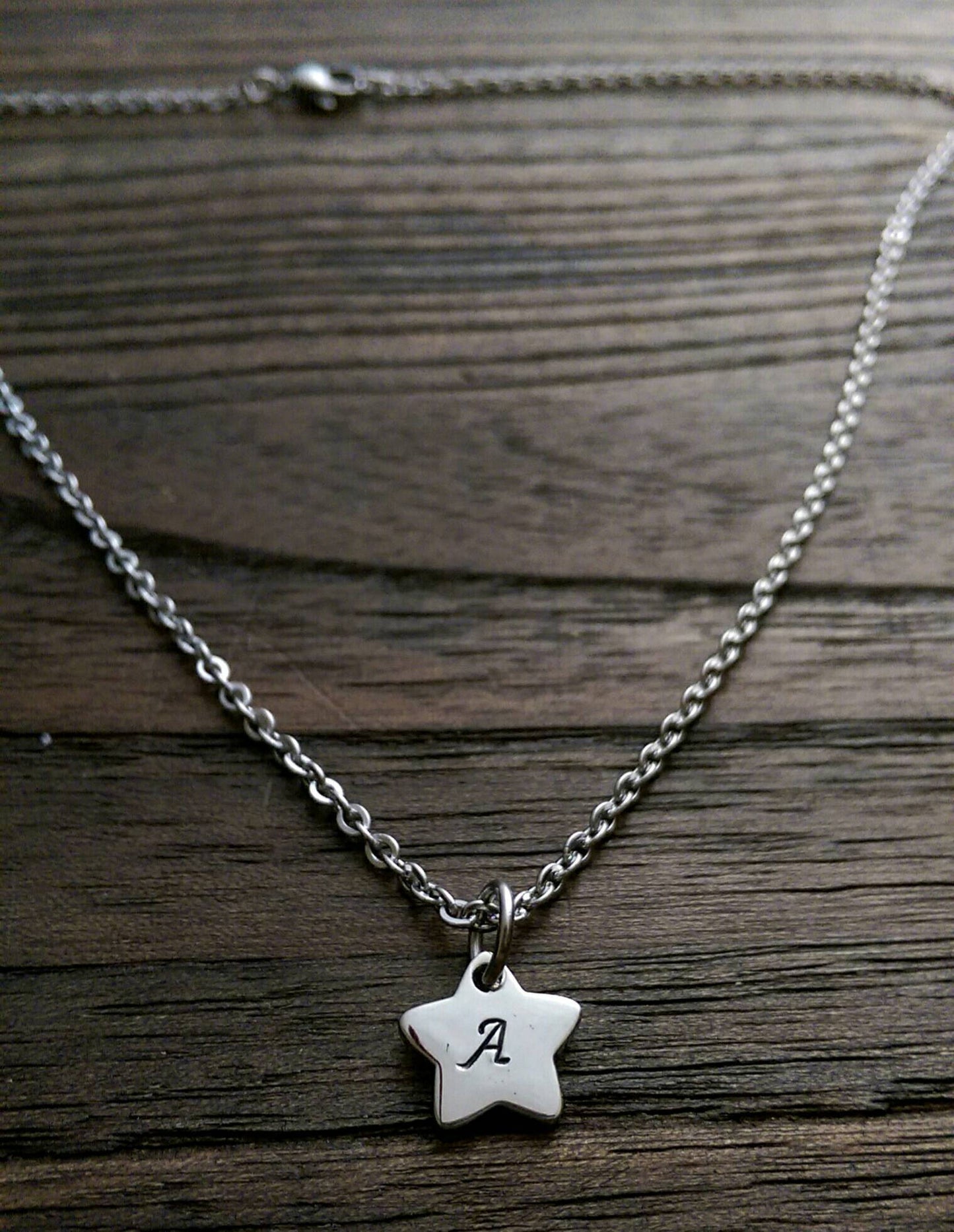 Star Necklace, Personalised Necklace, Hand Stamped Star Initial Necklace Pendant Stainless Steel. Personalized Gift