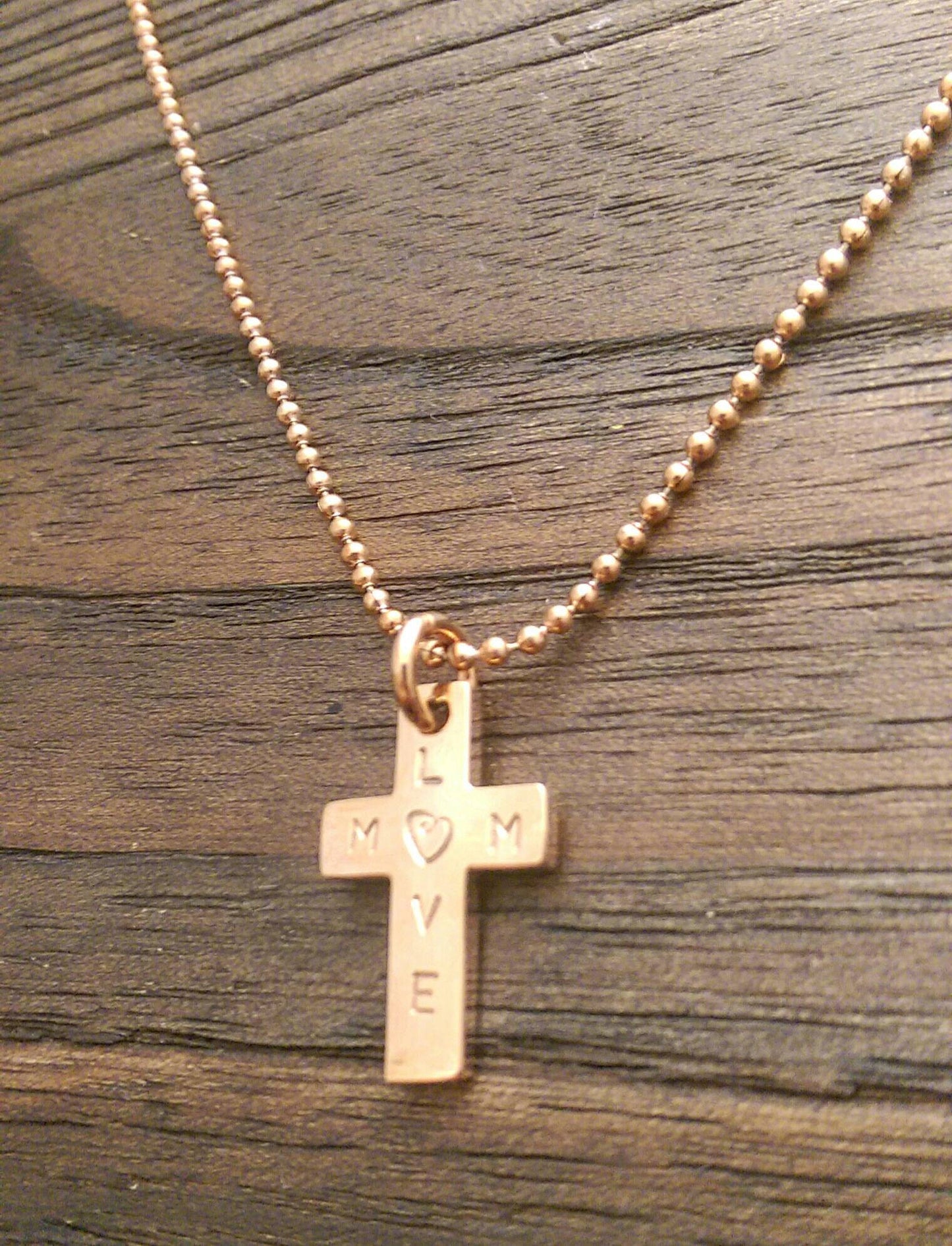 Personalised Cross for Mum Necklace, Rose Gold  "Love Mum" Ready Made ready to post.