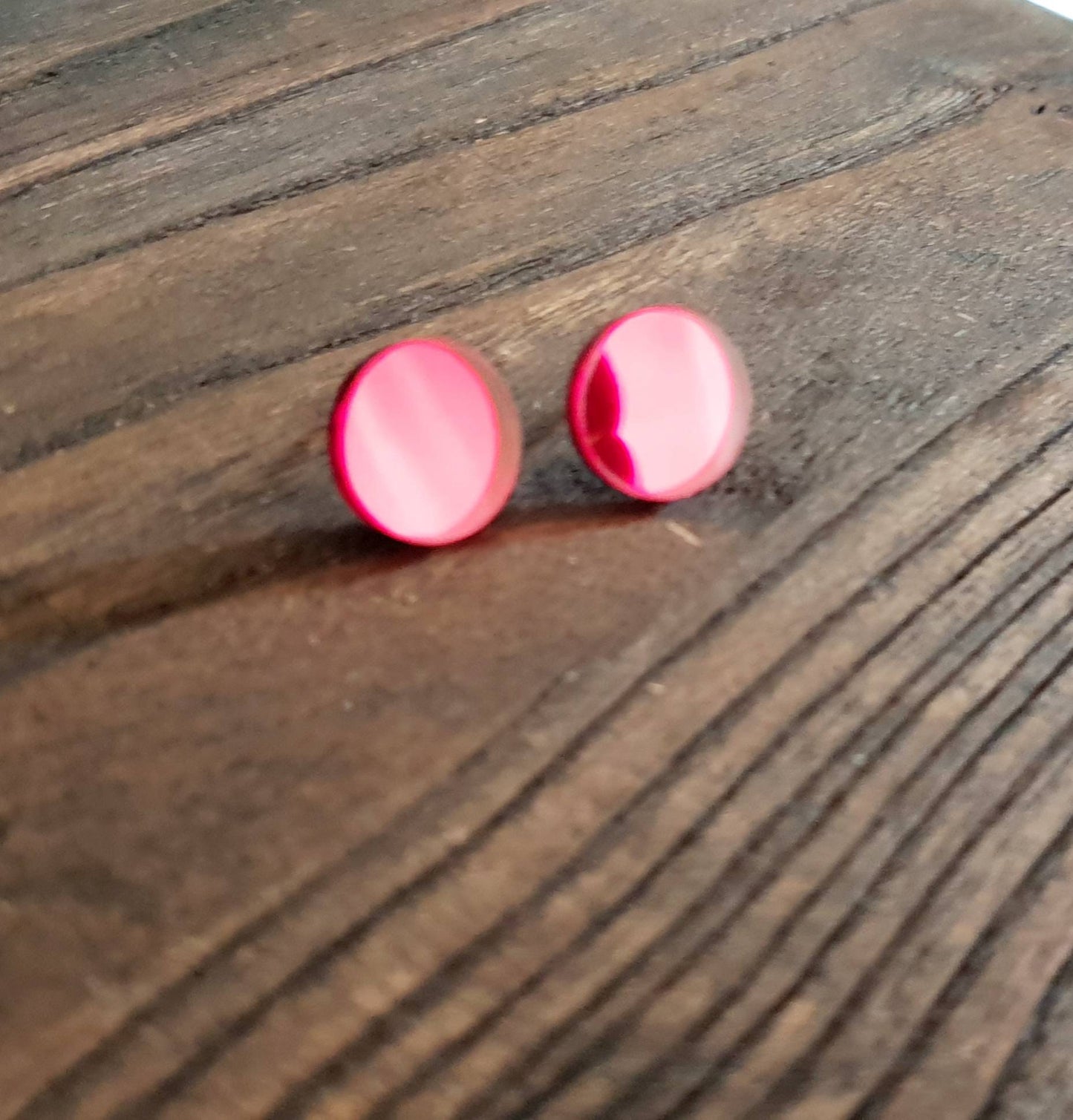 Burgandy Red Mirror Circle Stud Earrings, Acrylic Earrings, Stainless Steel Earrings.