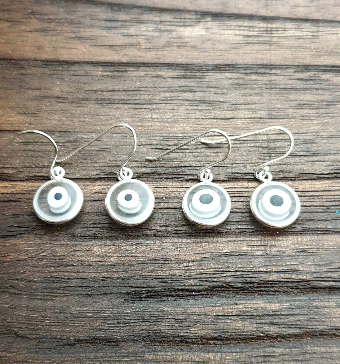 Evil Eye Dangle Earrings, Sterling Silver White Evil Eye Dangle Earrings, Mati Dangle Earrings