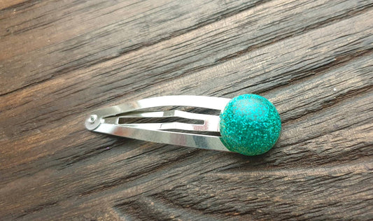 Resin Glitter Sparkly Turquoise Hair Clip