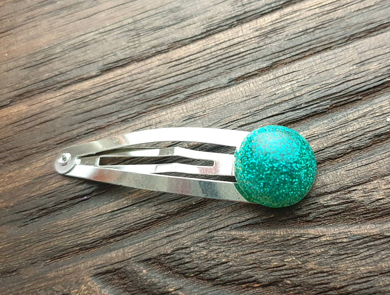 Resin Glitter Sparkly Turquoise Hair Clip