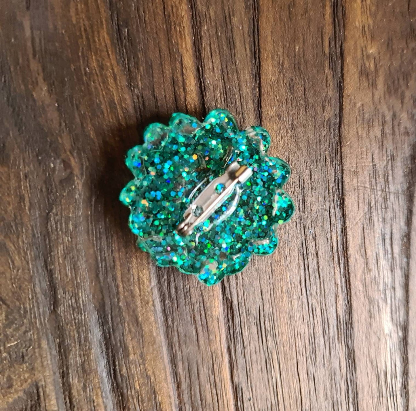 Flower Brooch, Resin Green Pink Flower Brooch with Stainless Steel Pin