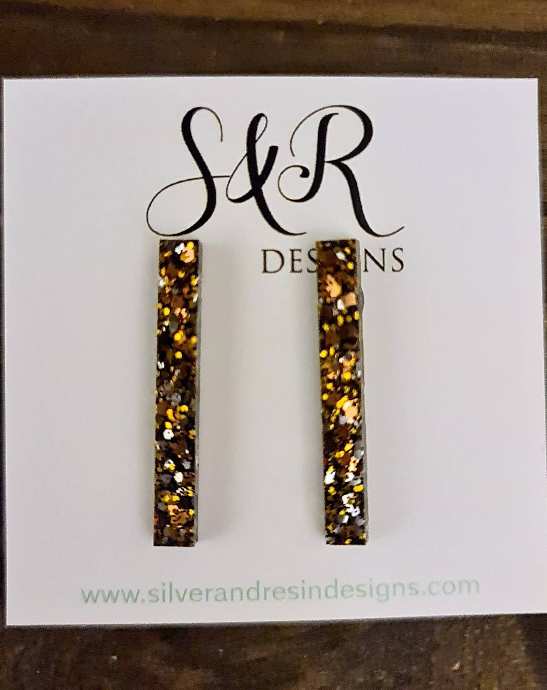 Long Bar Earrings, Silver, Gold, Rose Gold, Black Mix Glitter Earrings, Bar Resin Earrings, Stainless Steel Earrings, Statement Earrings