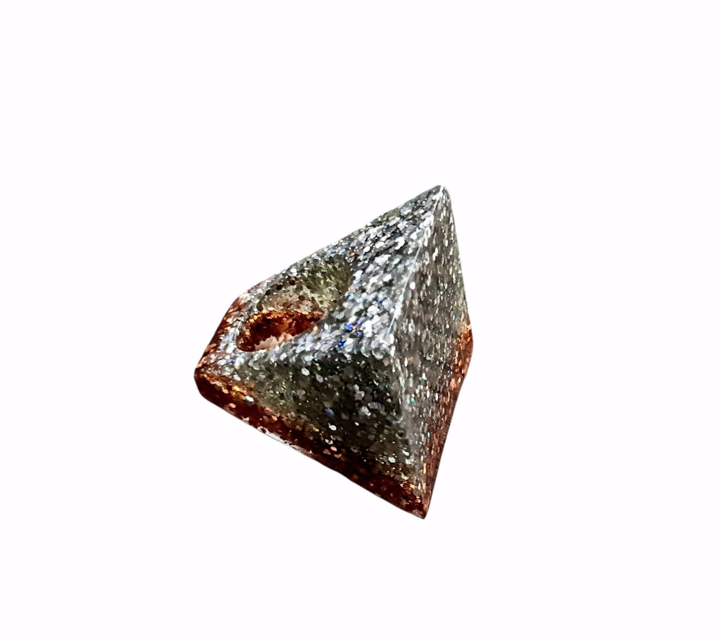 Statement Square Resin Ring, Handmade Size 7 US N AU. Silver Holographic and Rosegold Glitter