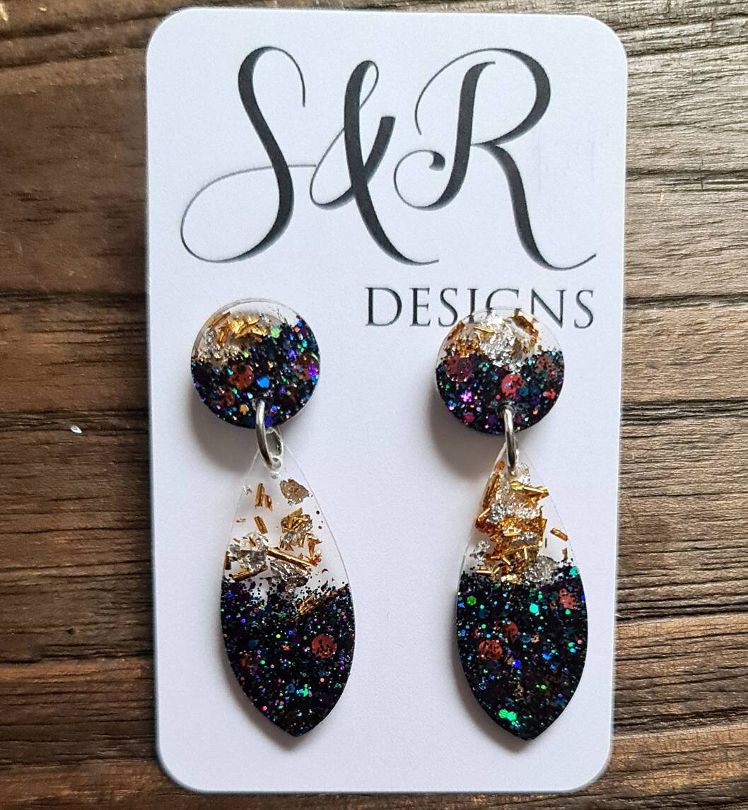 Teardrop Stud Earrings, Statement Custom Earrings, Choose Colour, Dangle Earrings