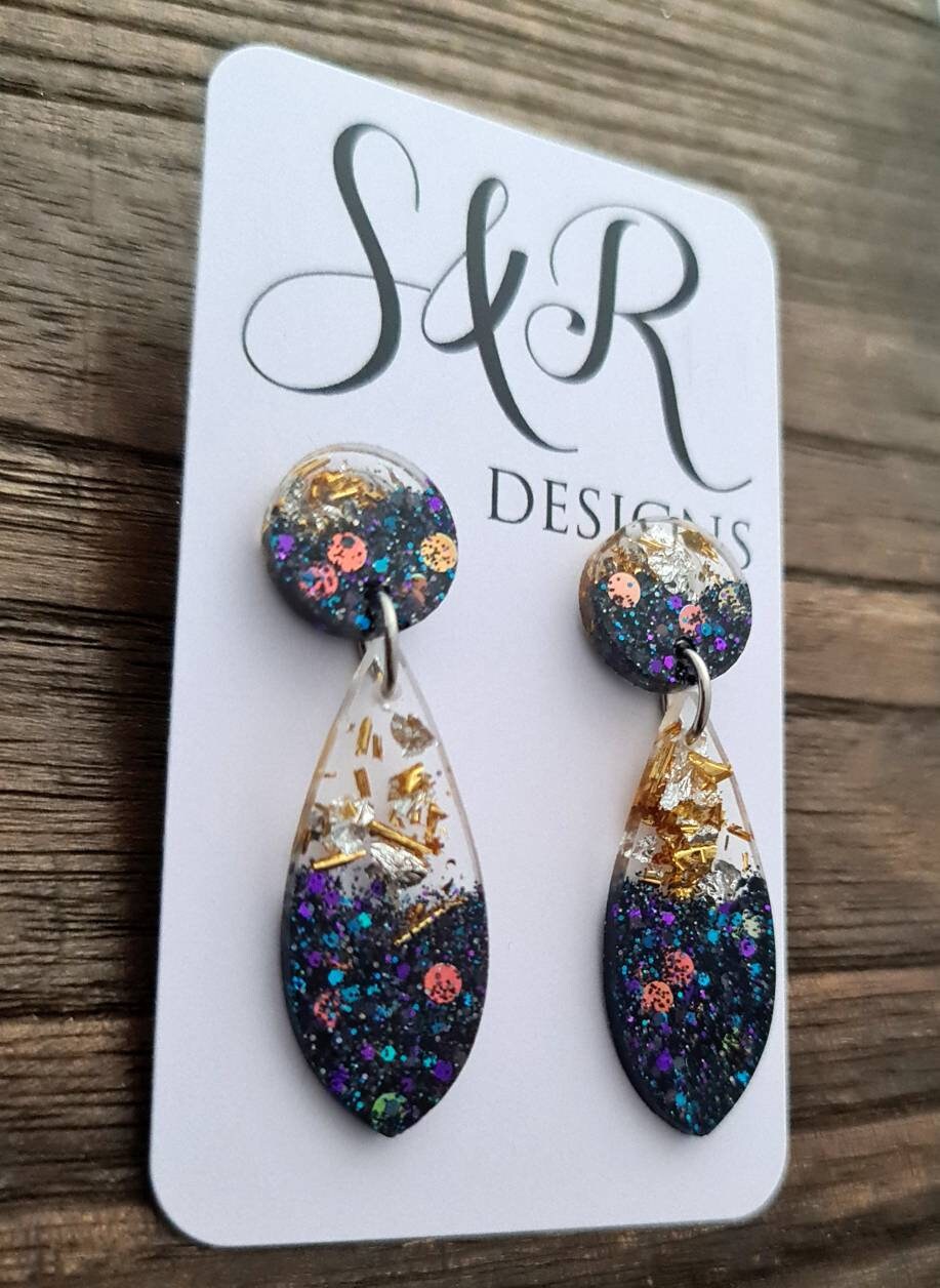 Teardrop Stud Earrings, Statement Custom Earrings, Choose Colour, Dangle Earrings