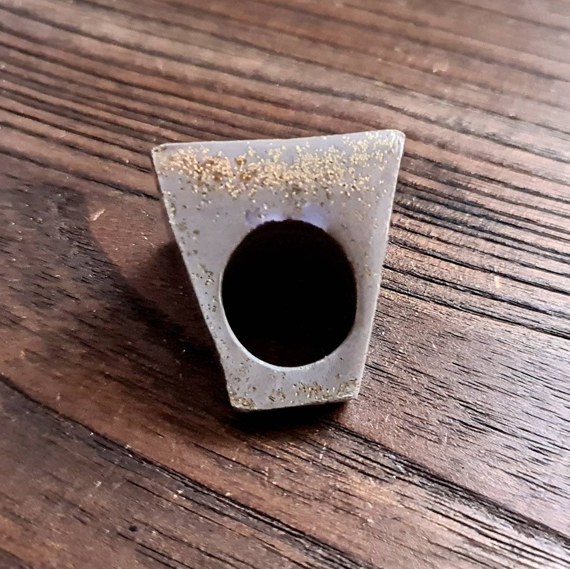 Statement Square Resin Ring, Handmade Size 7 US N AU. Light Purple and Grey with Gold Glitter