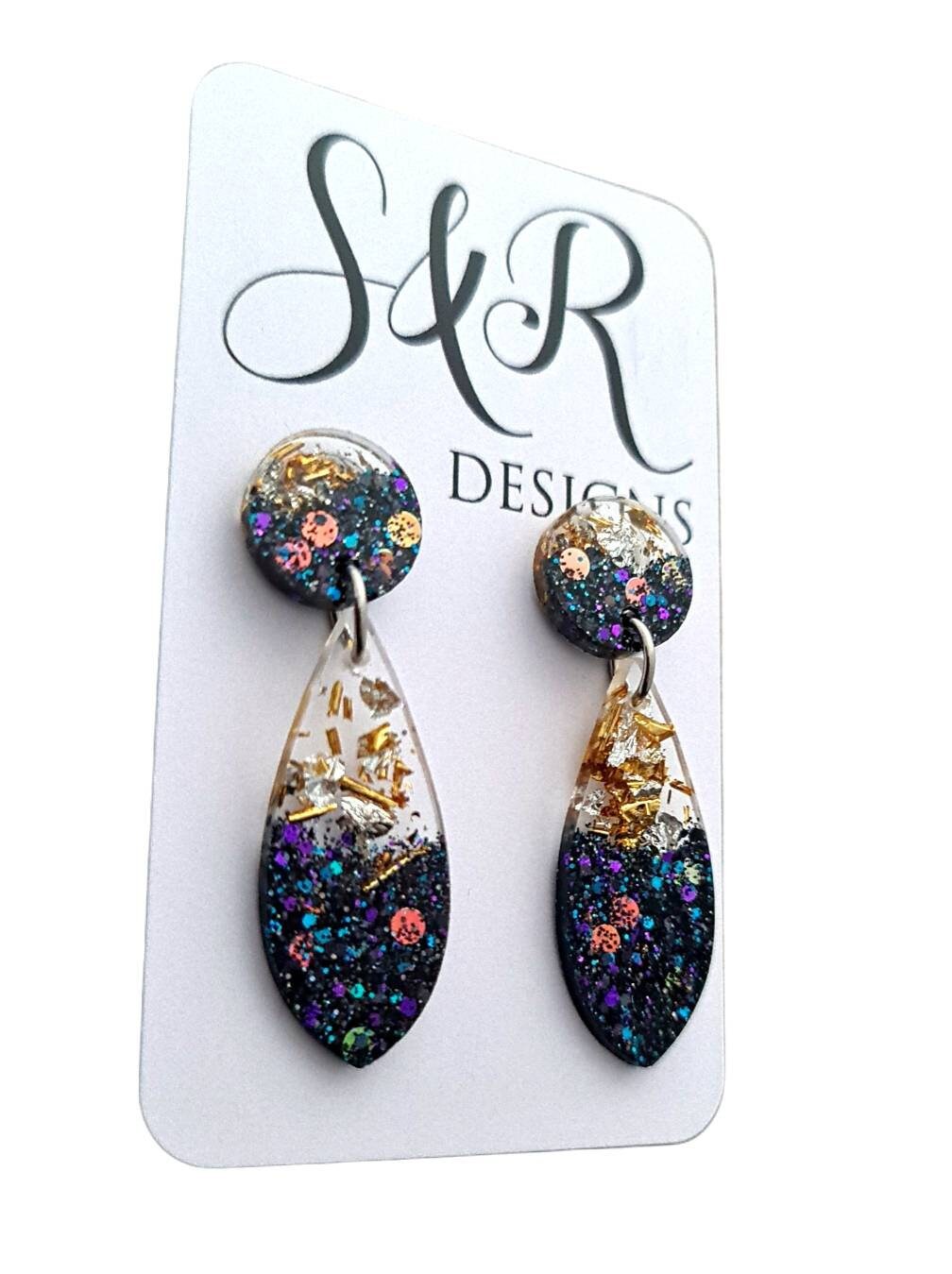 Teardrop Stud Earrings, Statement Custom Earrings, Choose Colour, Dangle Earrings