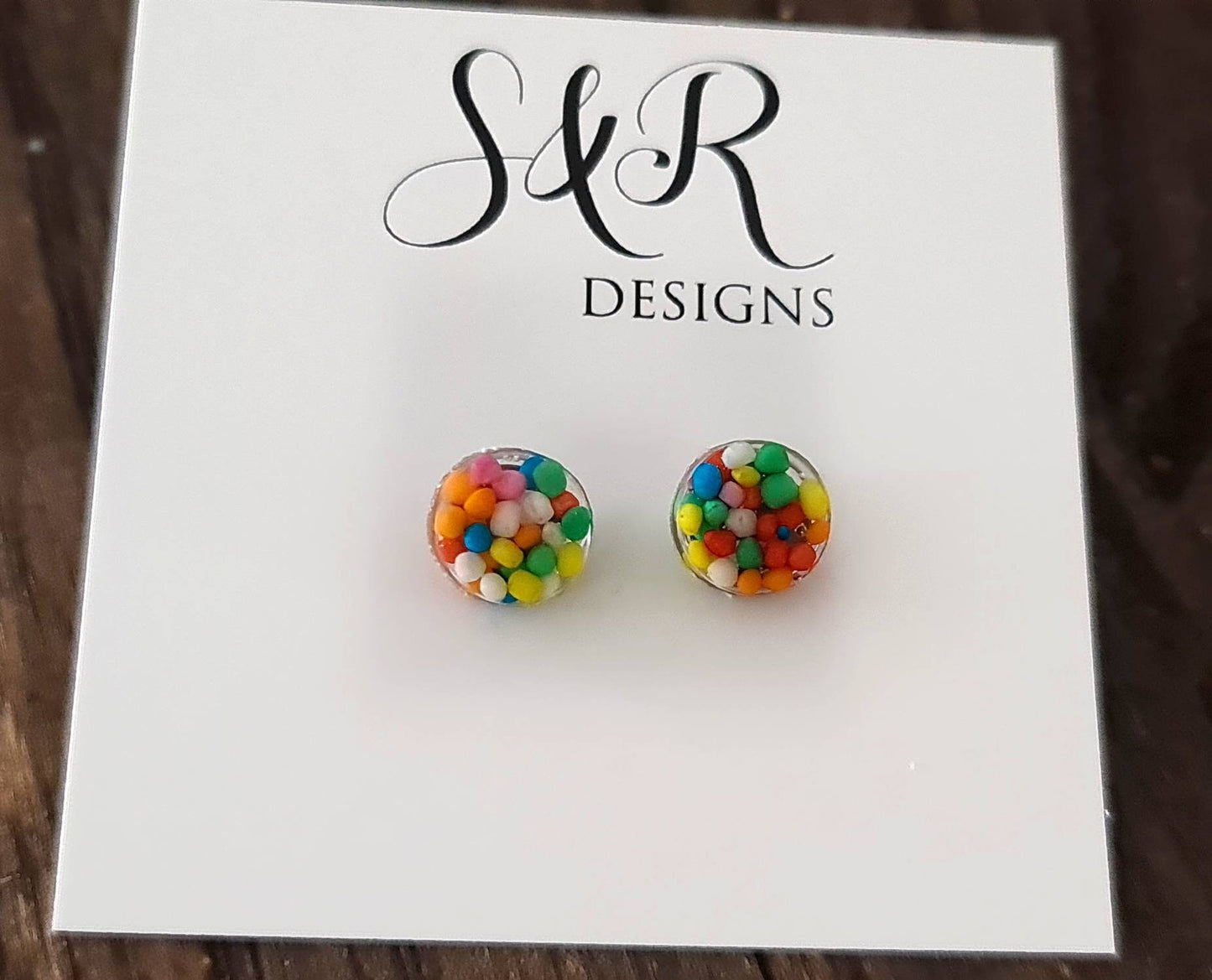 Circle Dot Resin Stud Earrings, 100s and 1000s Candy Lolly Earrings. Stainless Steel Minimalist Stud Earrings. 15mm, 12mm, 10mm or 8mm