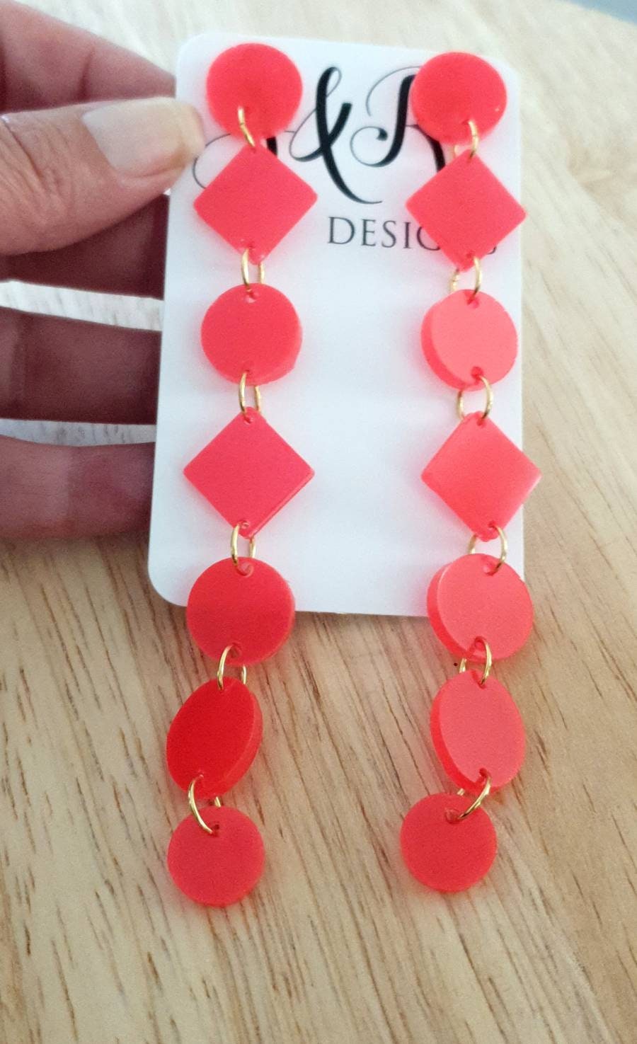 Pink Shoulder Duster Earrings, Disco Fever Pink Glitter Extra Super Long Circle Diamond Dangles, Statement Resin Earrings 12.5cm long