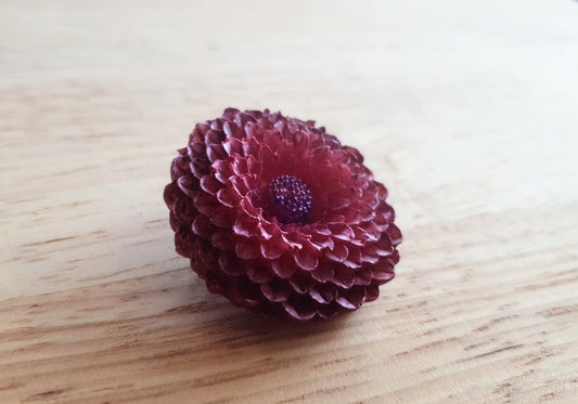 Chrysanthemum Flower Pin Brooch, Light Red Purple Flower Brooch with Stainless Steel Pin, Handmade Resin Brooch