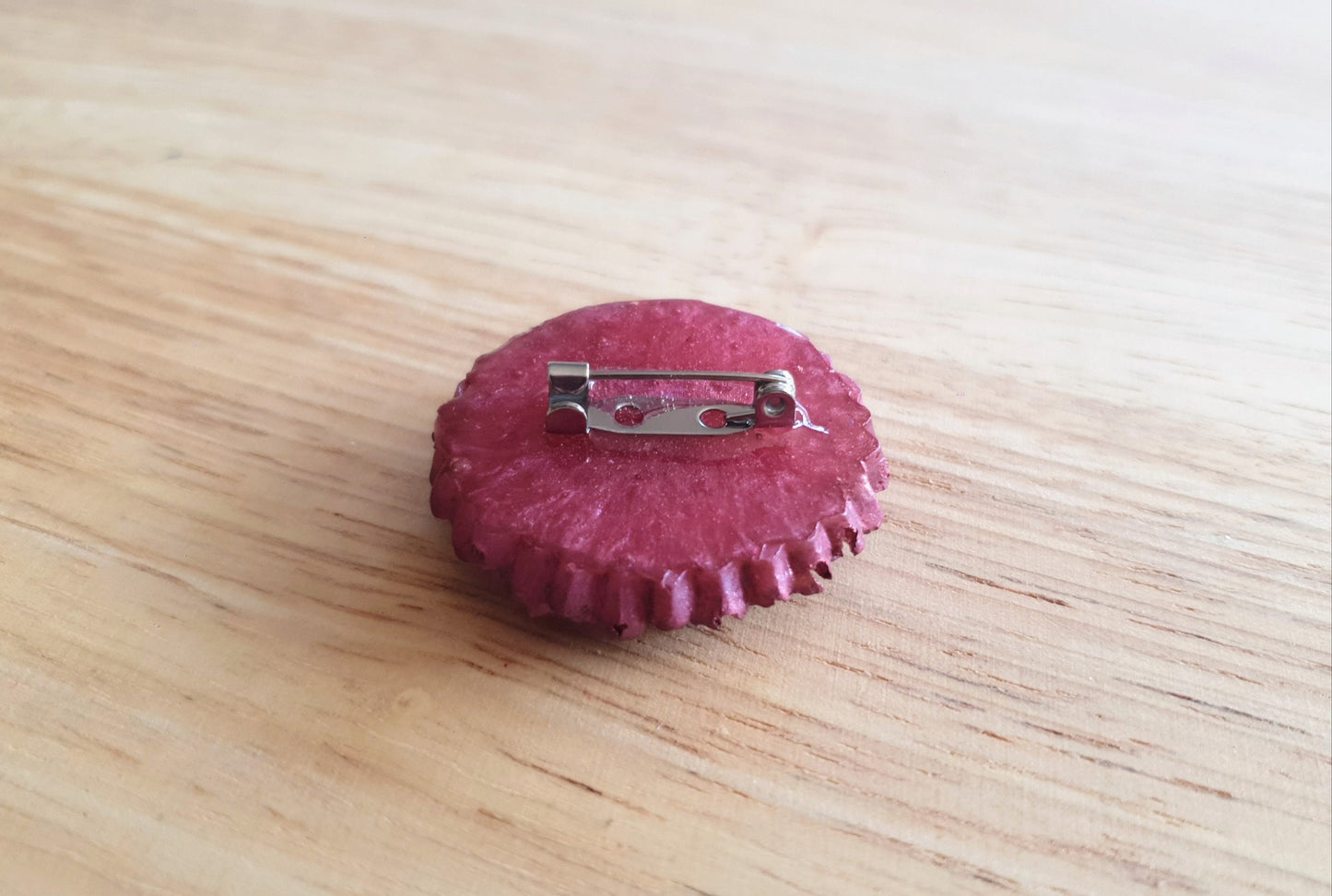 Chrysanthemum Flower Pin Brooch, Light Red Purple Flower Brooch with Stainless Steel Pin, Handmade Resin Brooch