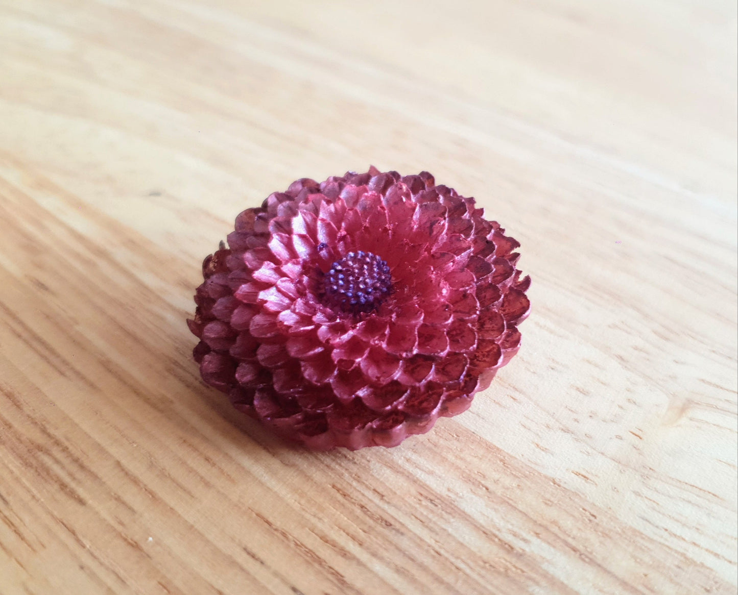 Chrysanthemum Flower Pin Brooch, Light Red Purple Flower Brooch with Stainless Steel Pin, Handmade Resin Brooch