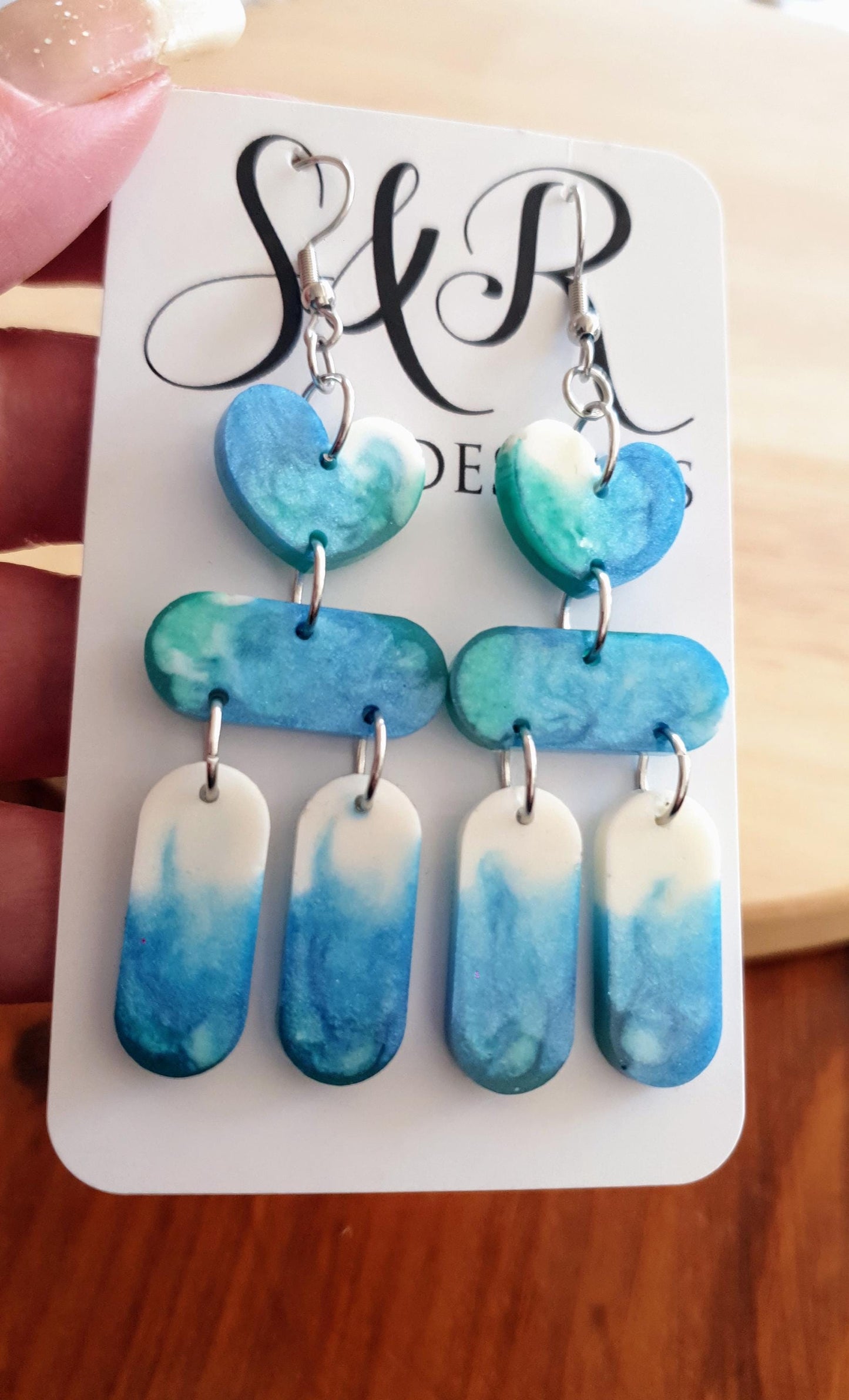 Chandelier Dangle Earrings, Heart Long Drop Earrings, Dangle Statement Earrings, Beachy Wear, Stainless Steel