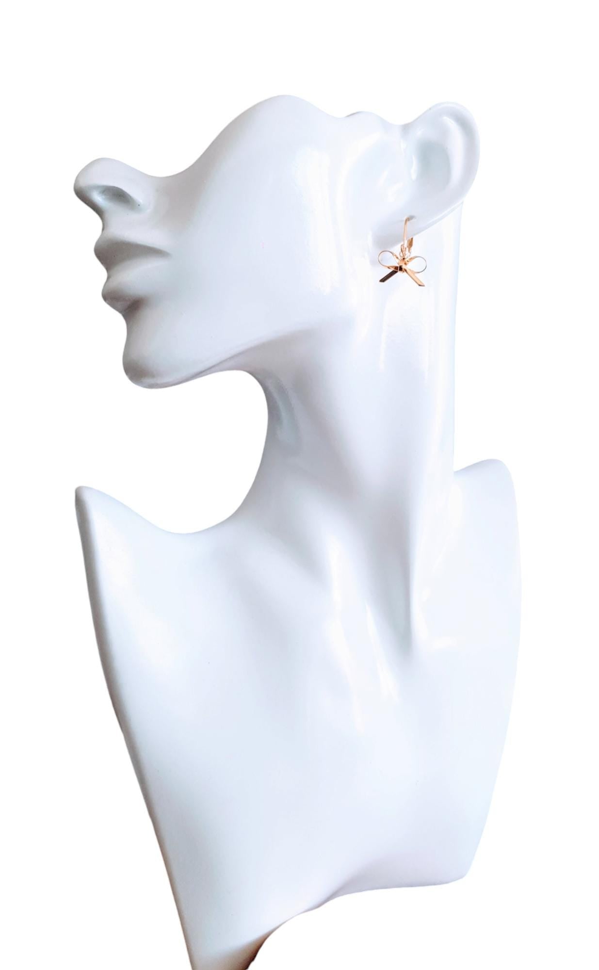 Gold Bow Leverback Earrings, Minimalist Bows Drop Earrings, Gold Stainless Steel Dangle Drops, Choose Leverback, Hoops or  Hook Earwire.