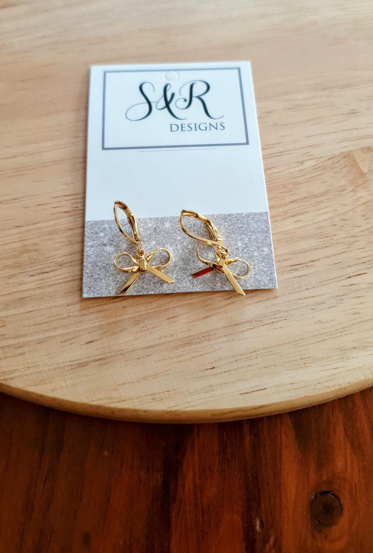Gold Bow Leverback Earrings, Minimalist Bows Drop Earrings, Gold Stainless Steel Dangle Drops, Choose Leverback, Hoops or  Hook Earwire.