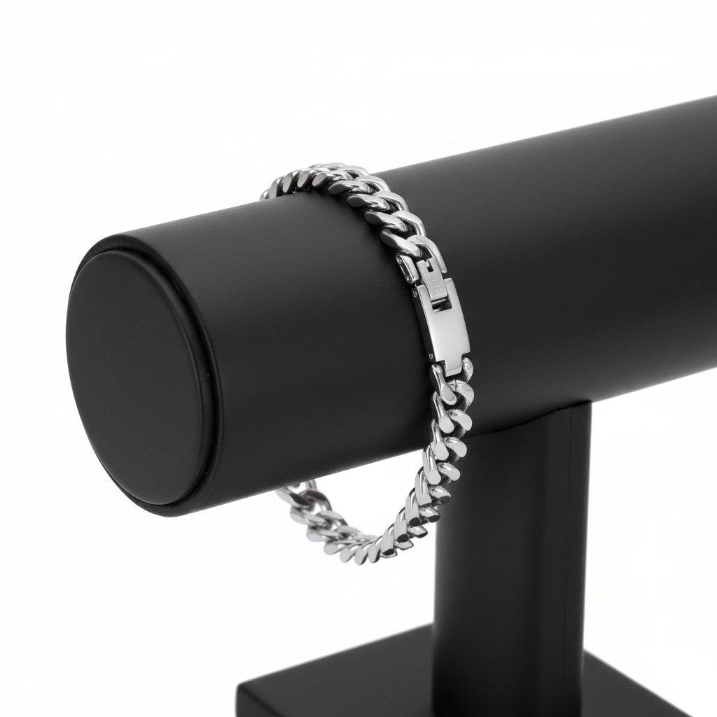 Stainless Steel Men’s 8MM Cuban link ID Bracelet
