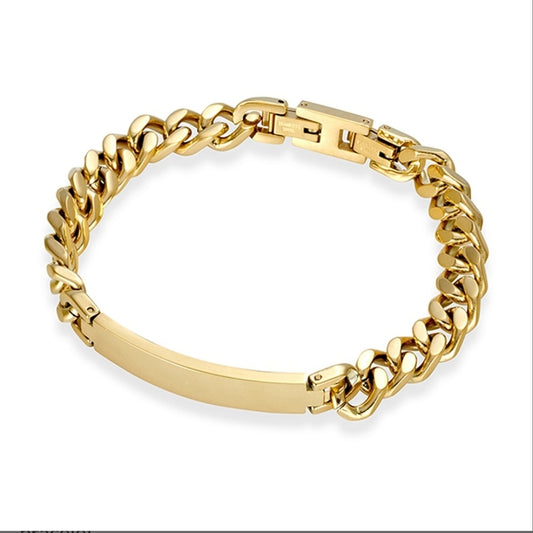 Stainless Steel Men’s 8MM Cuban link ID Bracelet