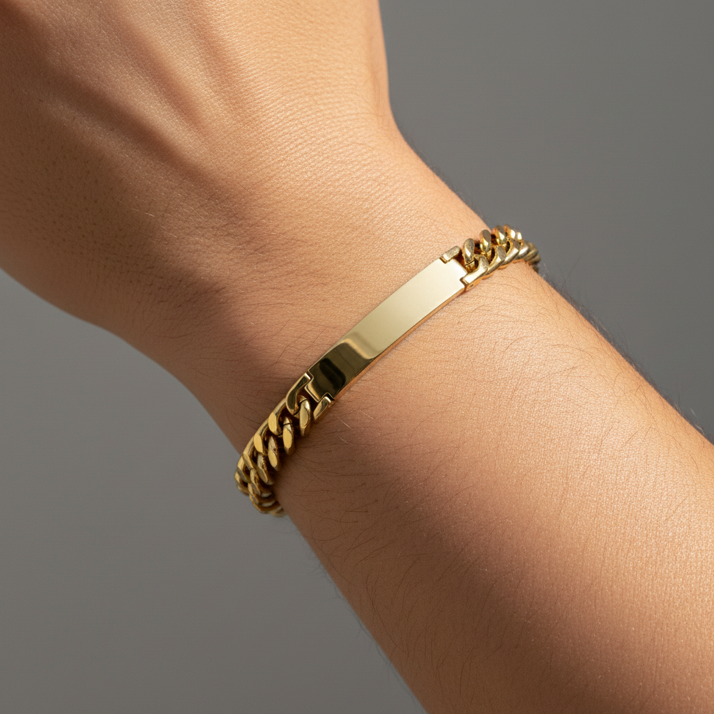Stainless Steel Men’s 8MM Cuban link ID Bracelet