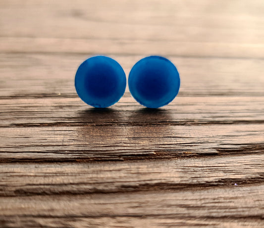 Circle Dot Resin Stud Earrings, Blue Earrings. Stainless Steel Stud Earrings