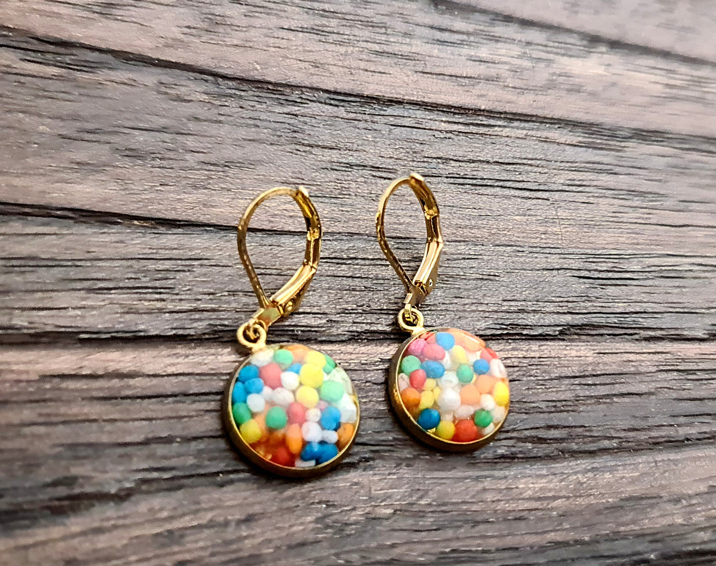 Sparkly Faux Druzy Gold Leverback Earrings made of Stainless Steel 12mm Choose Colour