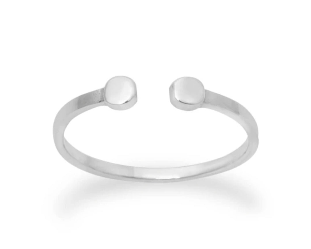 Tiny Twin Dot Ring, Sterling Silver