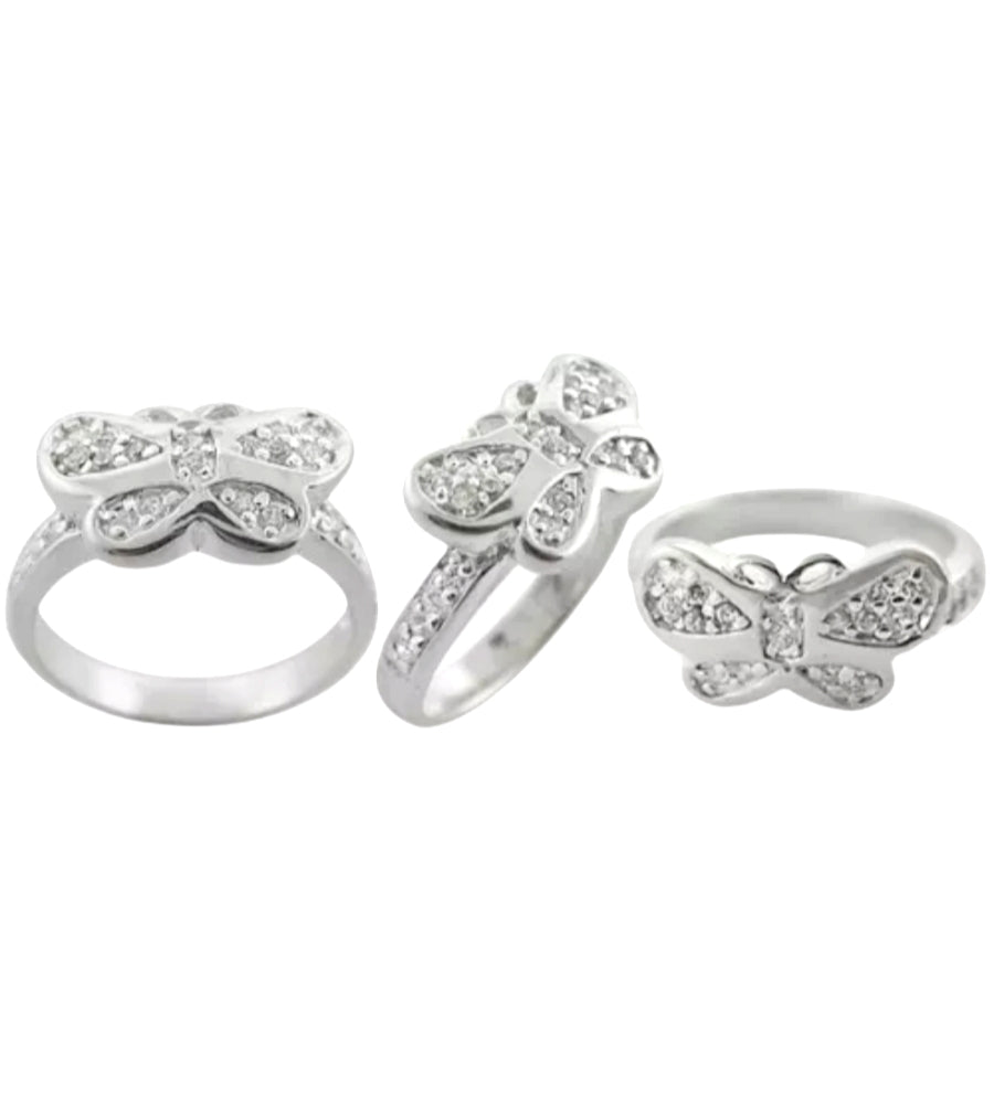 Sterling Silver Butterfly CZ Ring