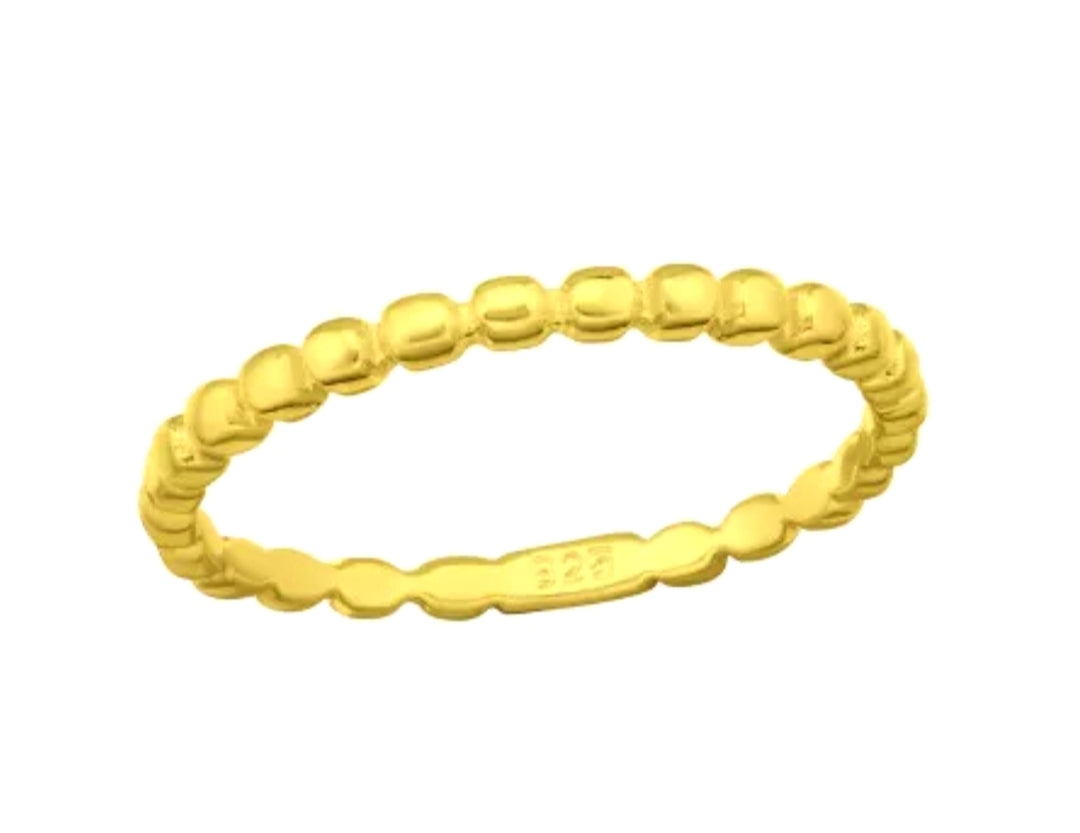 Gold Tiny Dot Band Ring, Sterling Silver