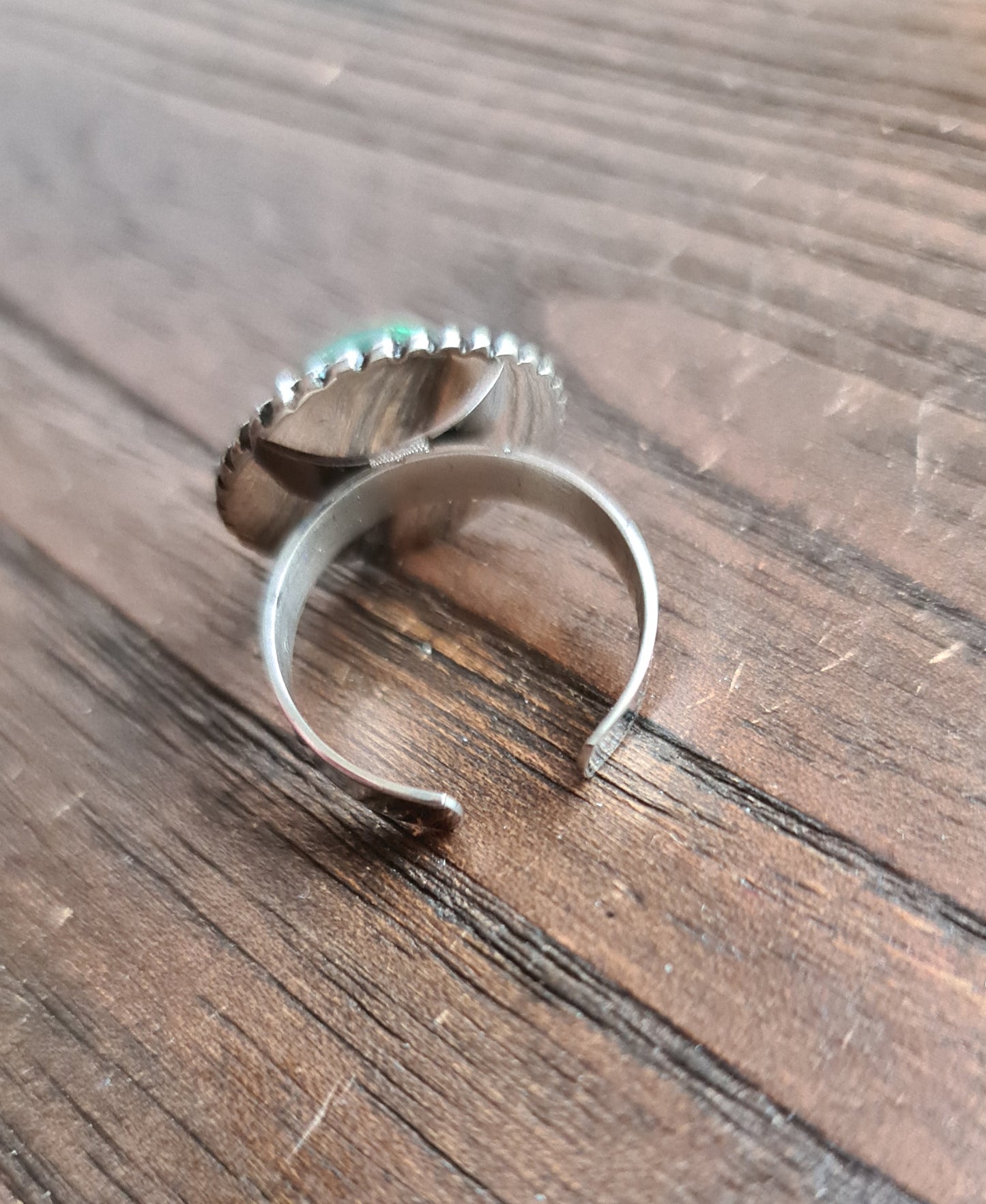 Resin Glitter Ring, Green Gold Leaf Stainless Steel Statement Ring