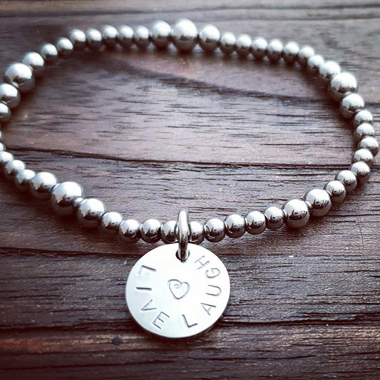 Personalised Hand Stamped Bead Charm Bracelet